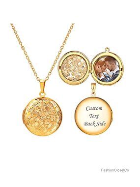 Custom Photo Locket Necklace for Women Hypoallergenic Copper 18 Inch Chain